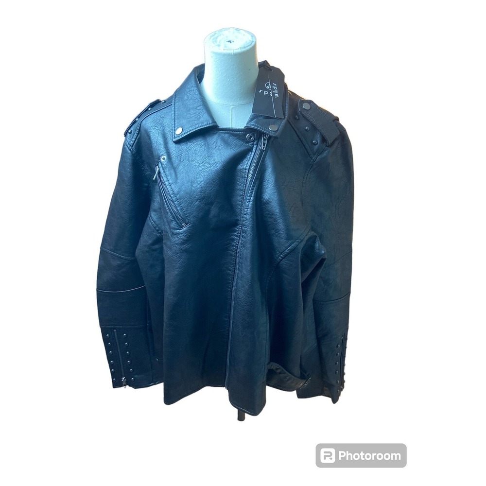 SPYM Faux Leather Motorcycle Jacket 3X Black Women's‎